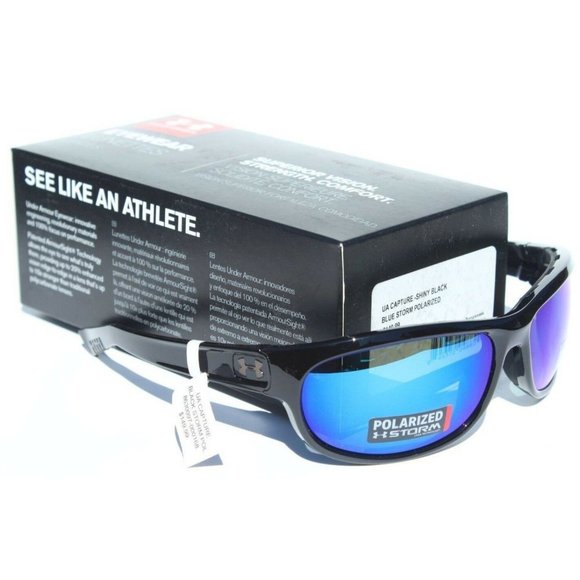 UNDER ARMOUR Capture POLARIZED Sunglasses Black/Blue NEW $150 - Picture 1 of 1